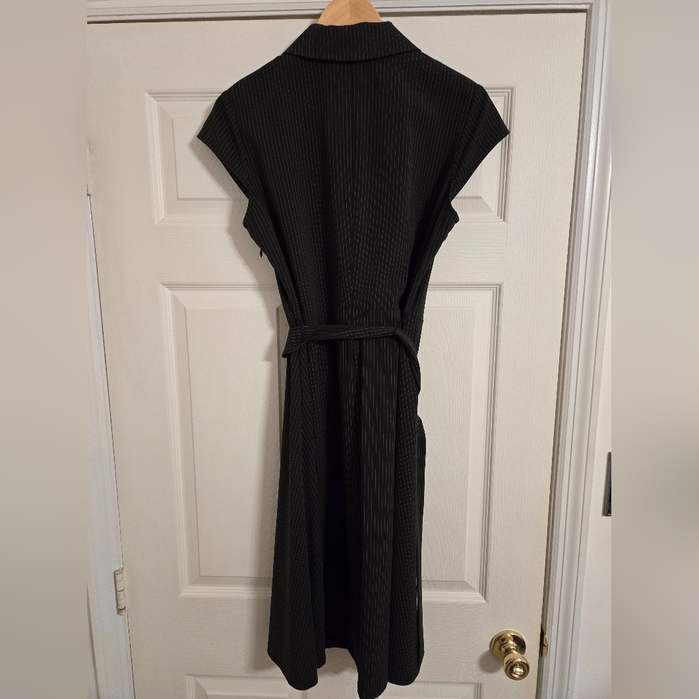 Calvin Klein Black White Pinstrip Fit And Flare Dress NO SIZE TAG - Picture 2 of 11